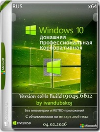 Windows 10 3in1 x64 22Н2 (build 19045.6812) by ivandubskoj 04.02.2026
